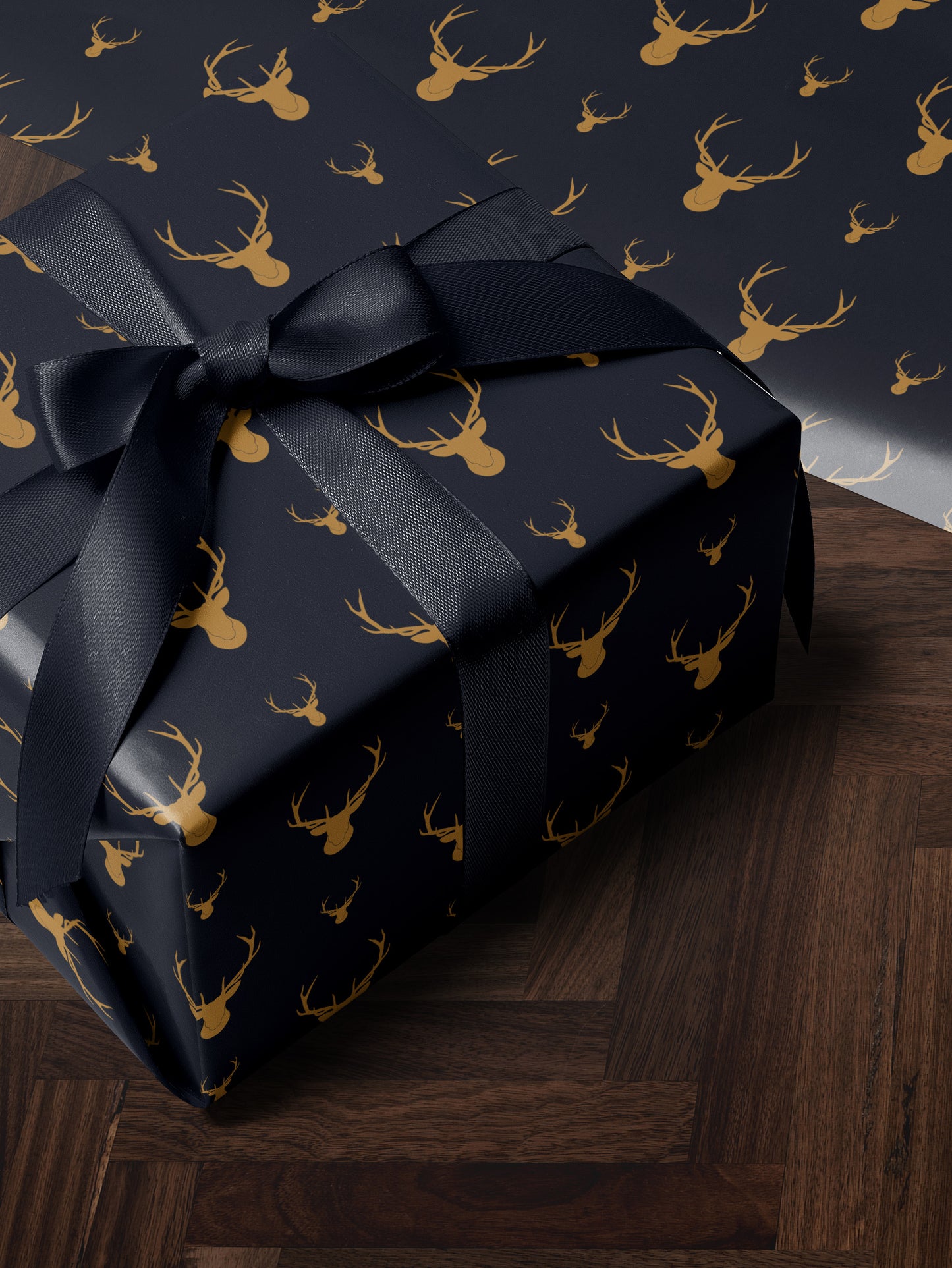 Golden Deer - Blue Wrapping Paper - House of Parlington