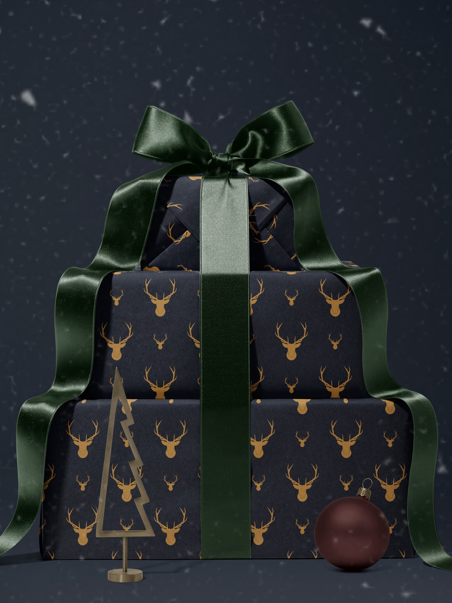 Golden Deer - Blue Wrapping Paper - House of Parlington