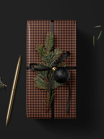 Brown Houndstooth Wrapping Paper - House of Parlington