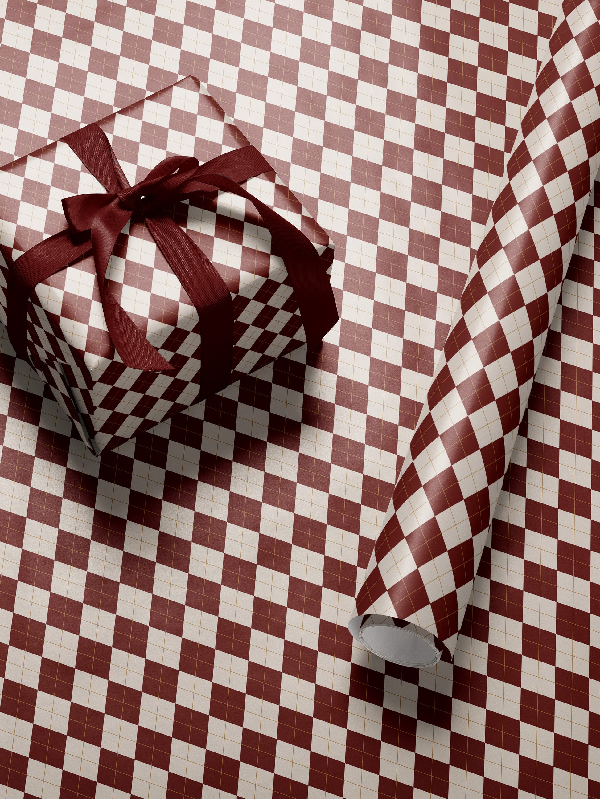 Christmas Red Argyle Wrapping Paper - House of Parlington