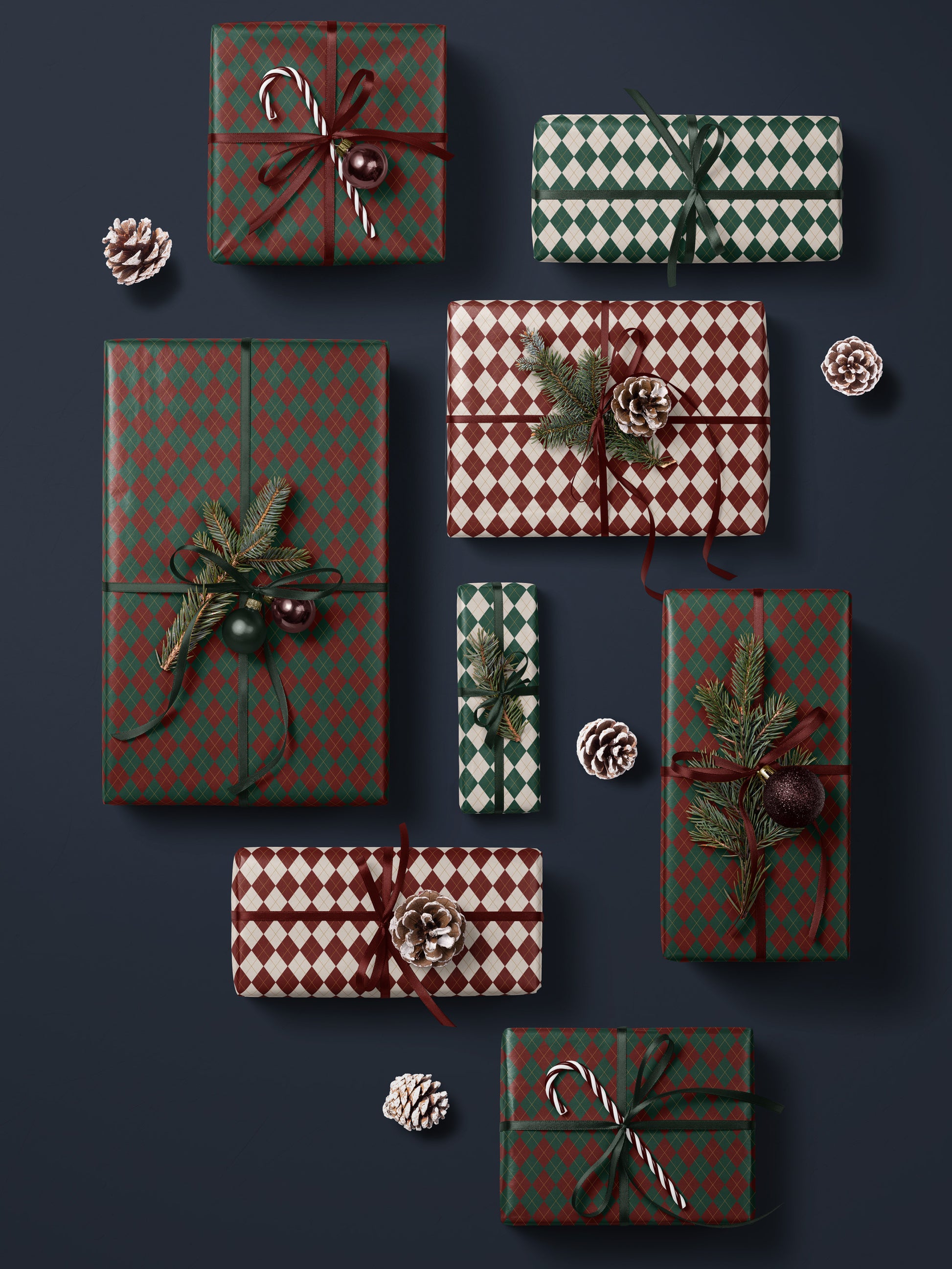 Christmas Red Argyle Wrapping Paper - House of Parlington